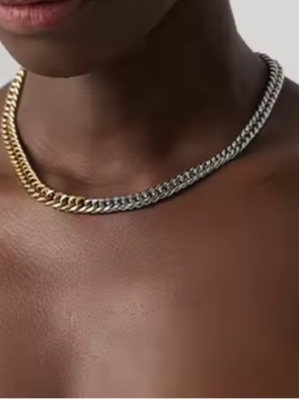 Two-Tone Cuban Link Necklace Set